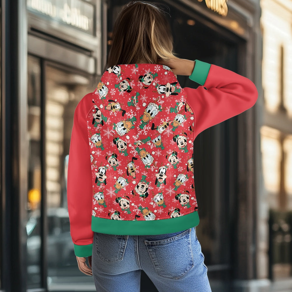 Christmas Friends Half zip hoodie sweatshirt loose short style