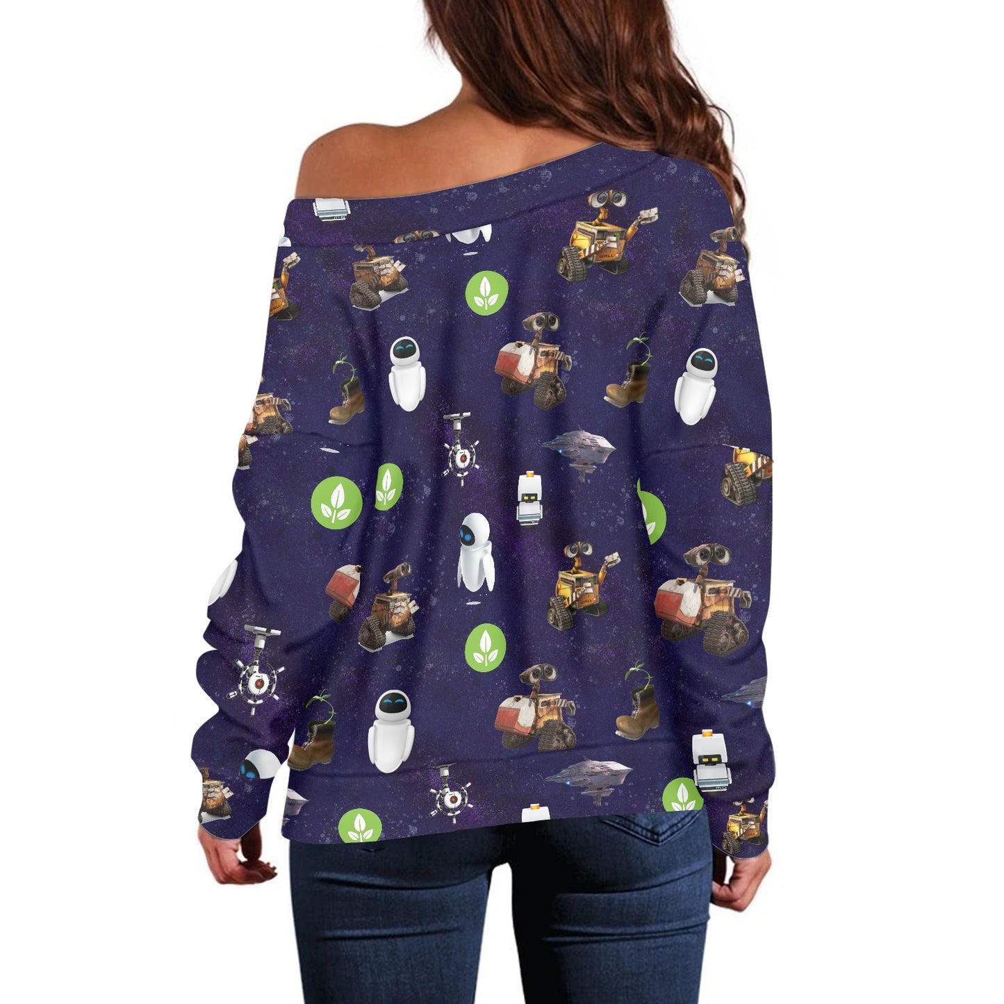 Space Robots Women's one-shoulder top