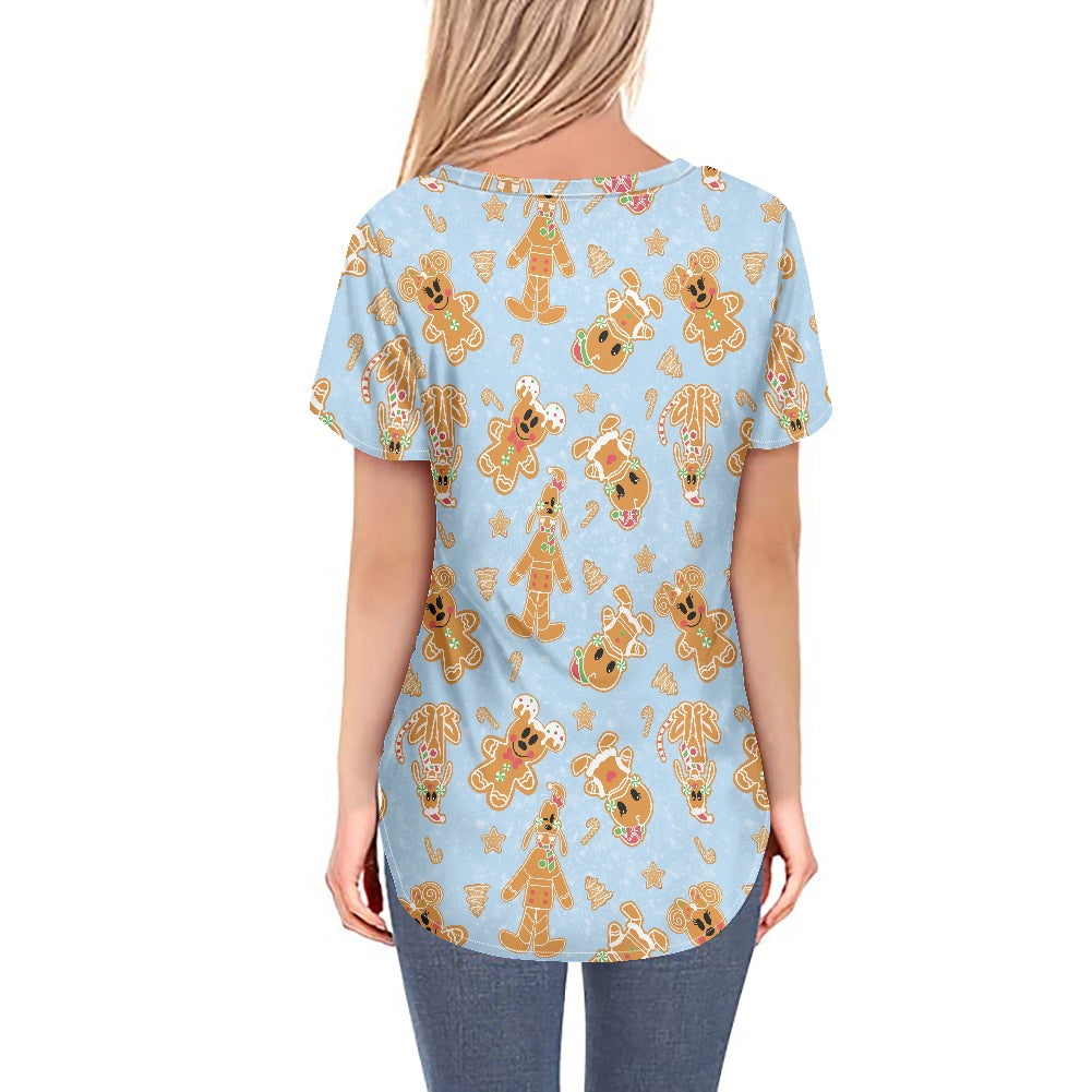 Gingerbread Cookie Pals Women's V-neck Top