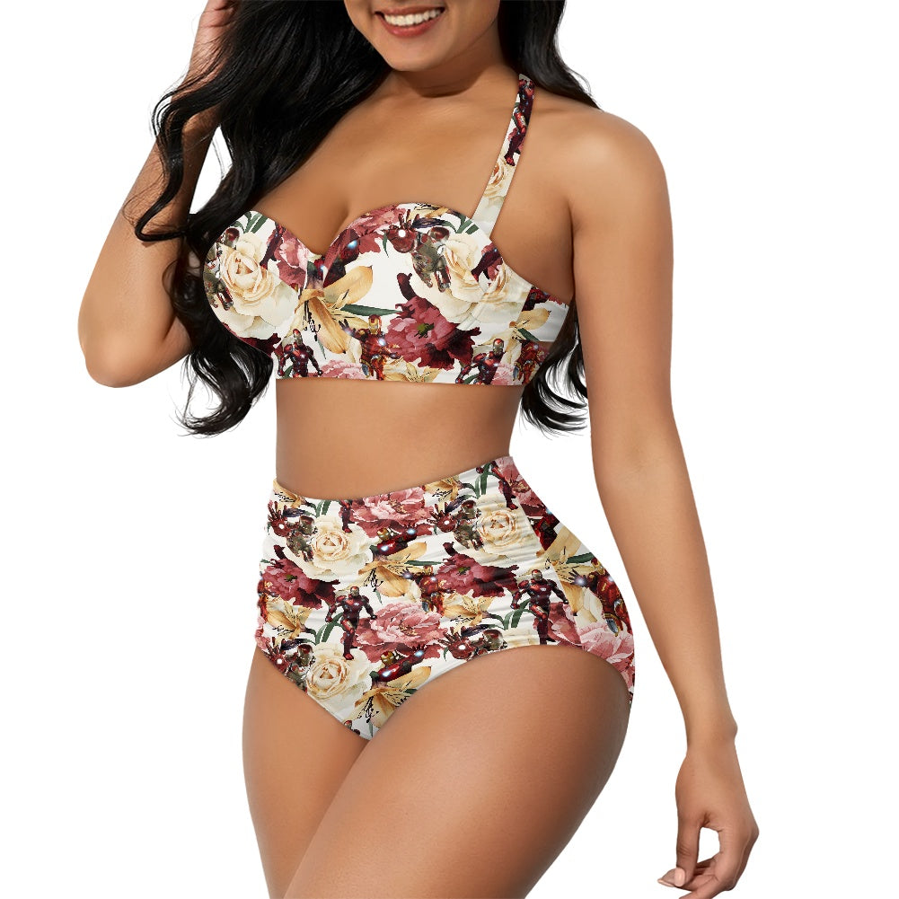 Floral Iron Two-piece Swimsuit