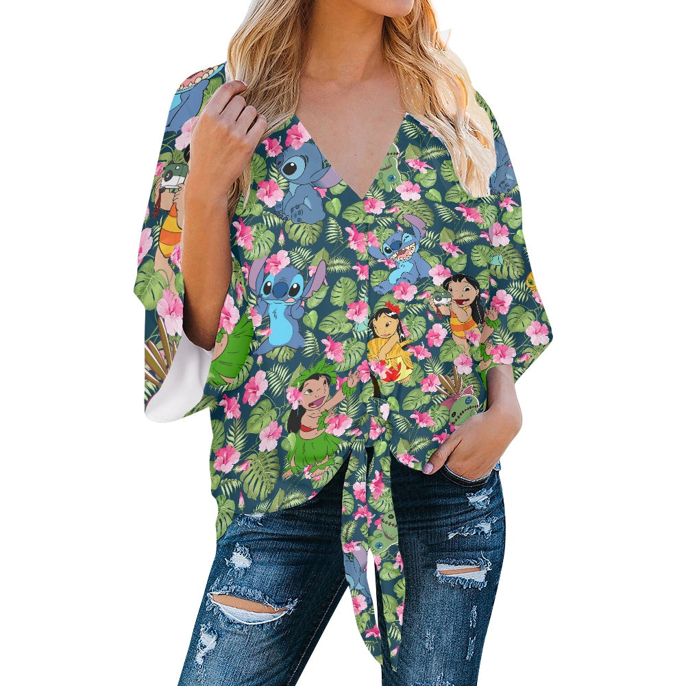 Hawaiian Alien Women‘s’ V-neck Streamers Blouse