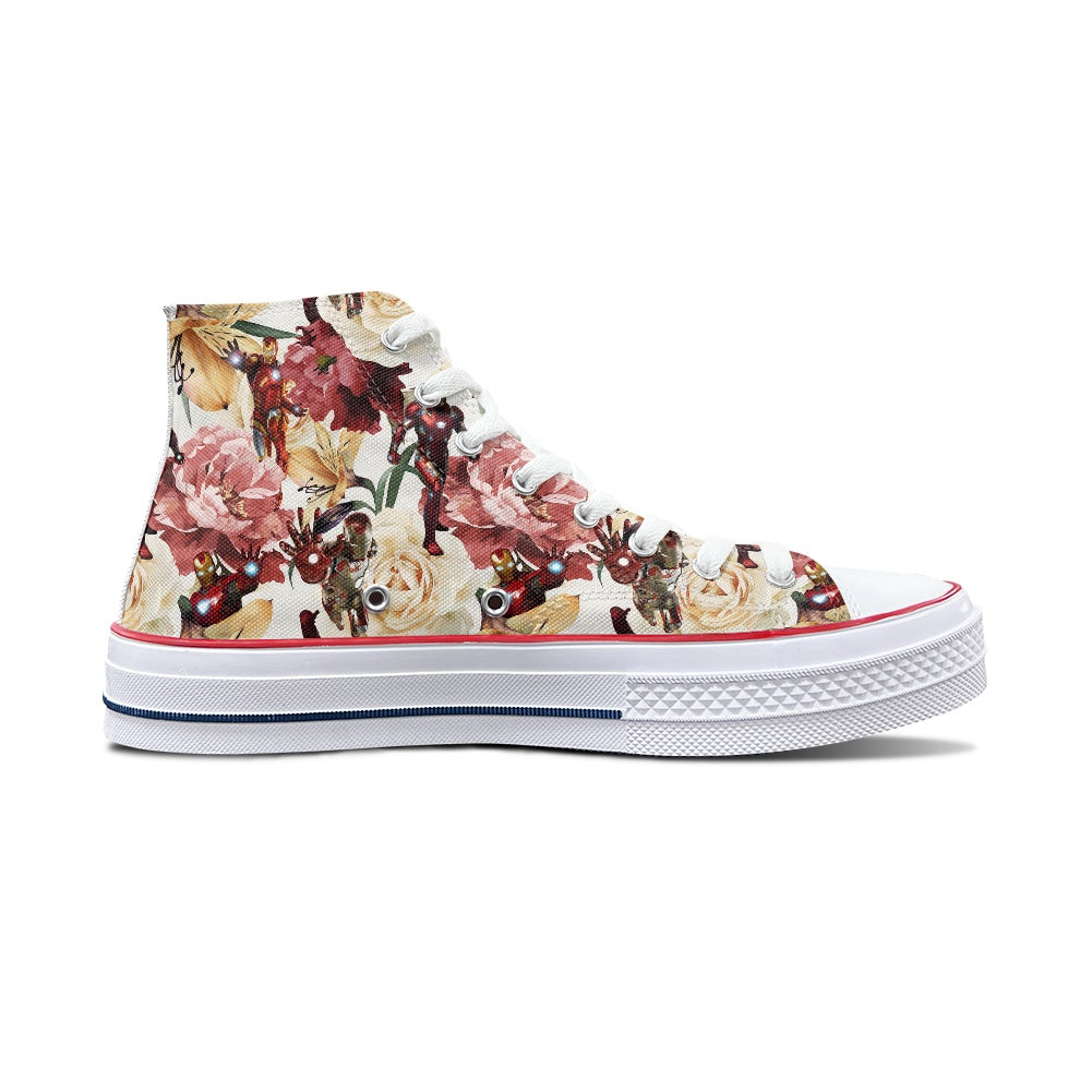 Floral Iron High Top Canvas Shoes