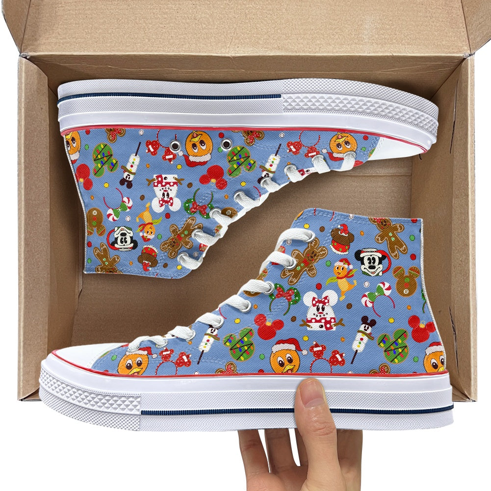 Christmas Sketch High Top Canvas Shoes