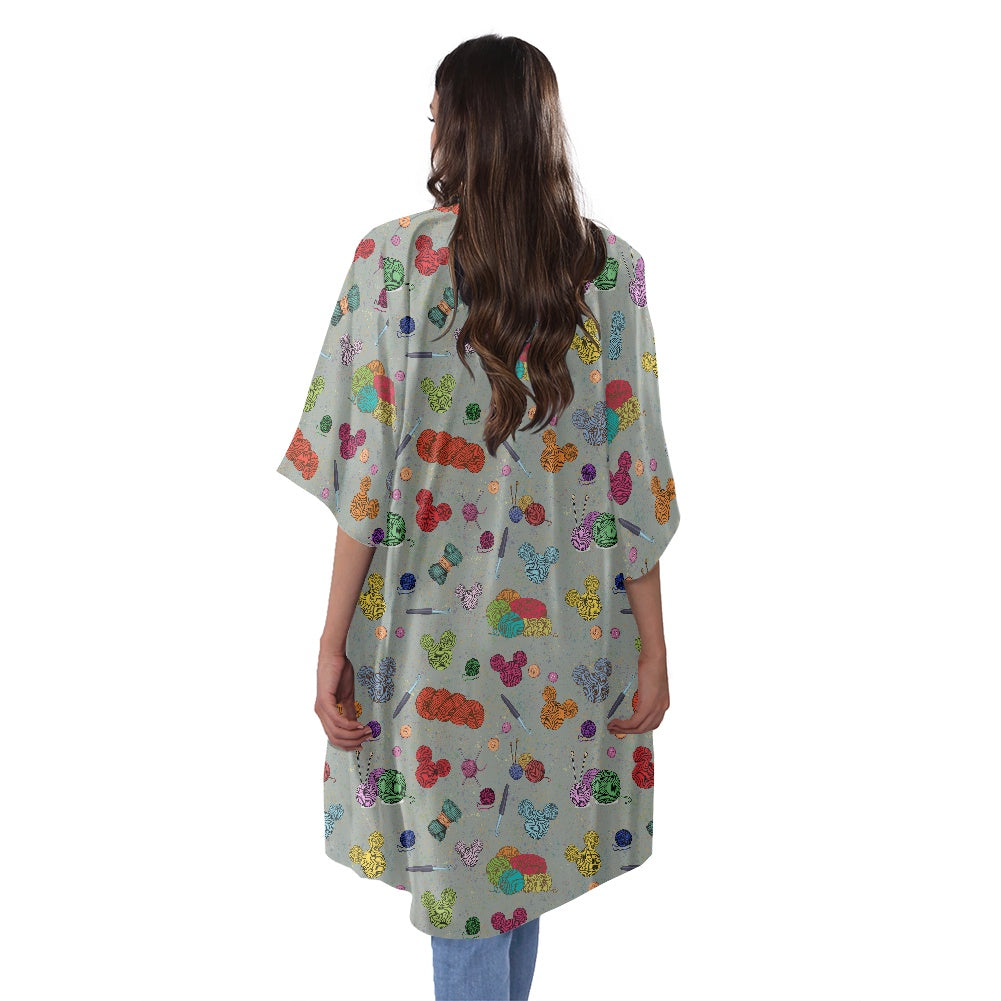 Mouse Yarn Women's Half Sleeve Kimono Cardigan