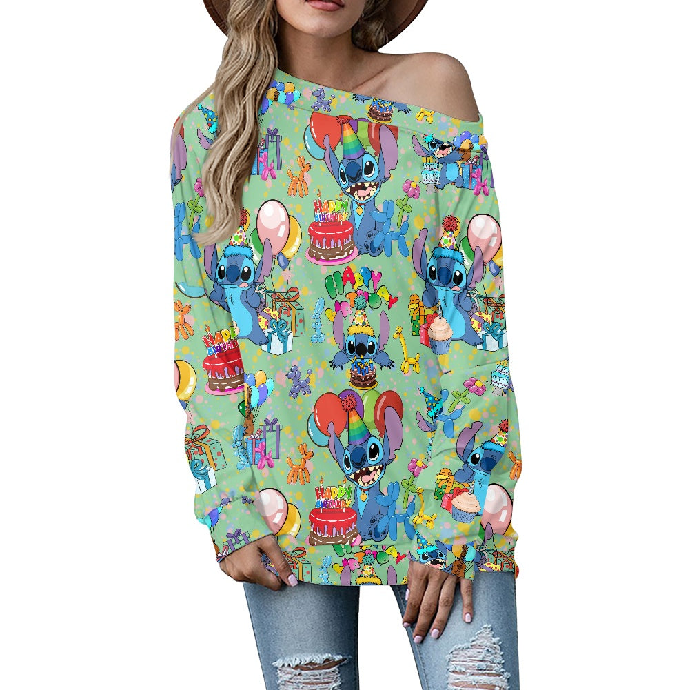 Birthday Alien Women's one-shoulder top