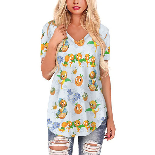 Classic Orange Bird Women's V-neck Top