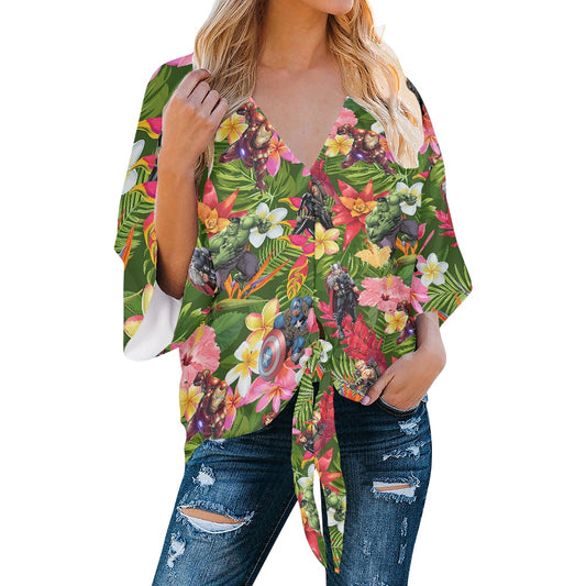 Tropical Heroes Women‘s’ V-neck Streamers Blouse