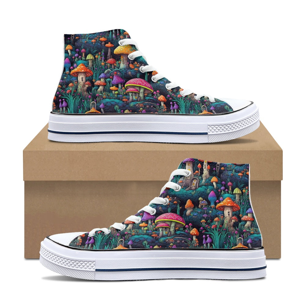 Neon Mushrooms High Top Canvas Shoes