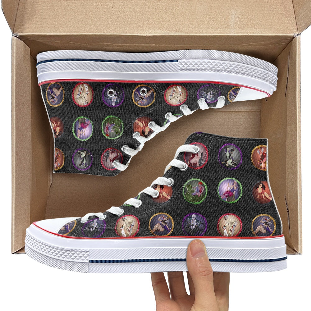 Villain Babes High Top Canvas Shoes