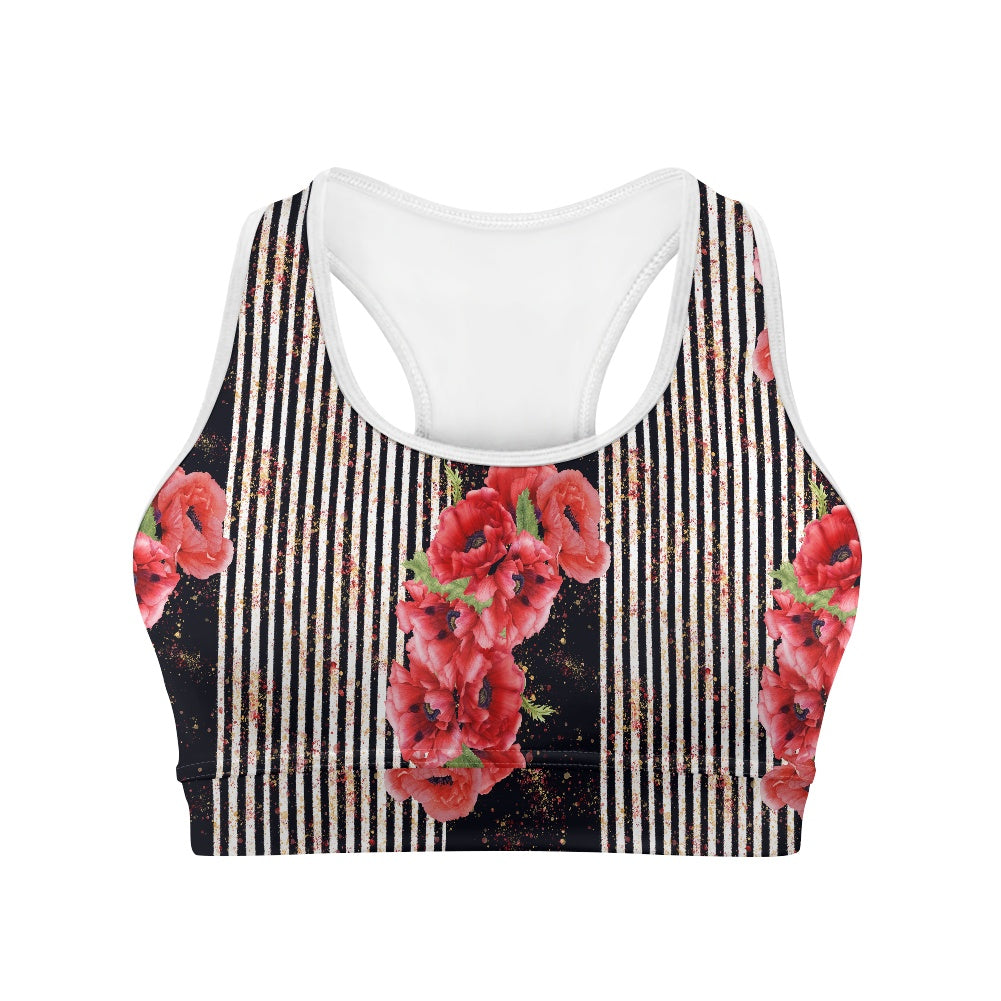 Poppy Stripe Women's Sports Vest