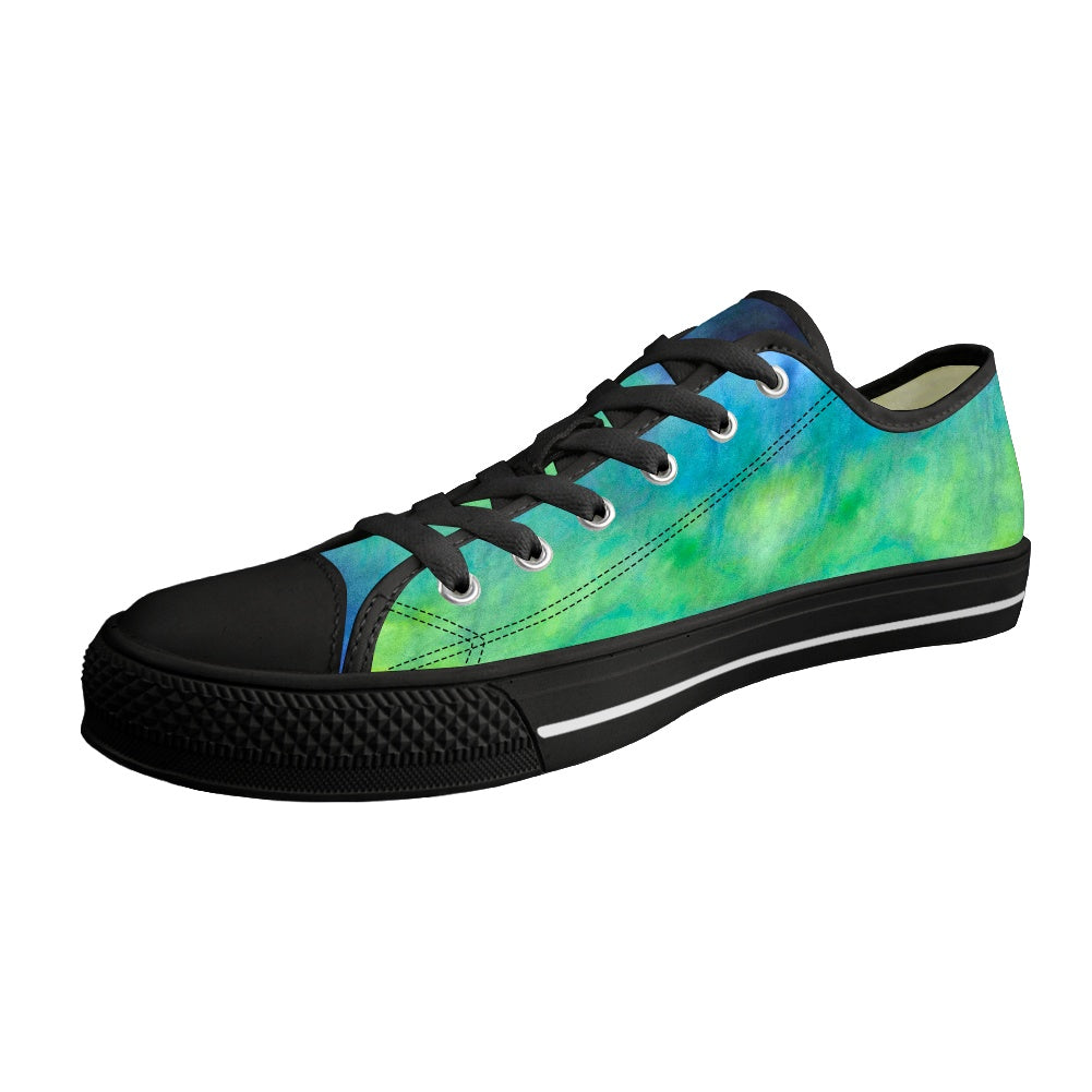 Aqua Tie Dye Adult Classic Low Top Canvas Shoes-Heavy Bottom