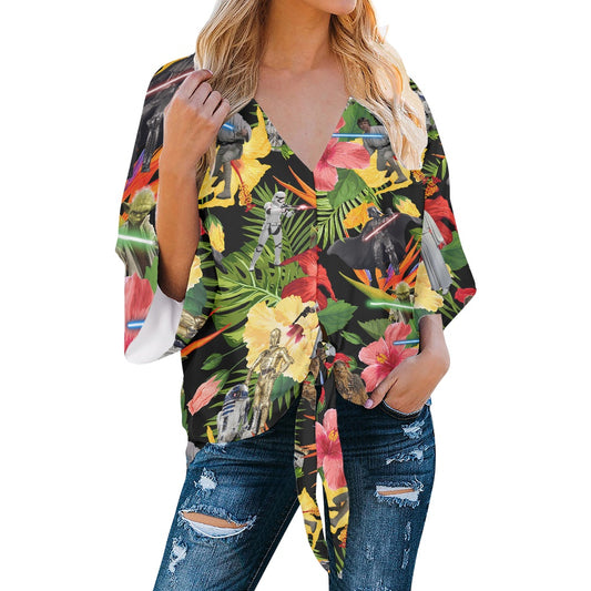 Tropical SW Women‘s’ V-neck Streamers Blouse