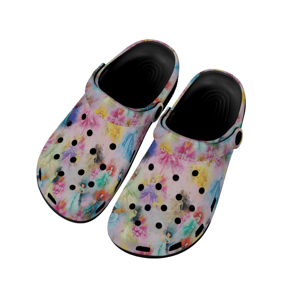 Princess Splatter Adult Crocs Black Sole