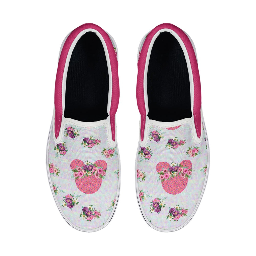 Pink Floral Crown Pedal canvas shoes for Adult