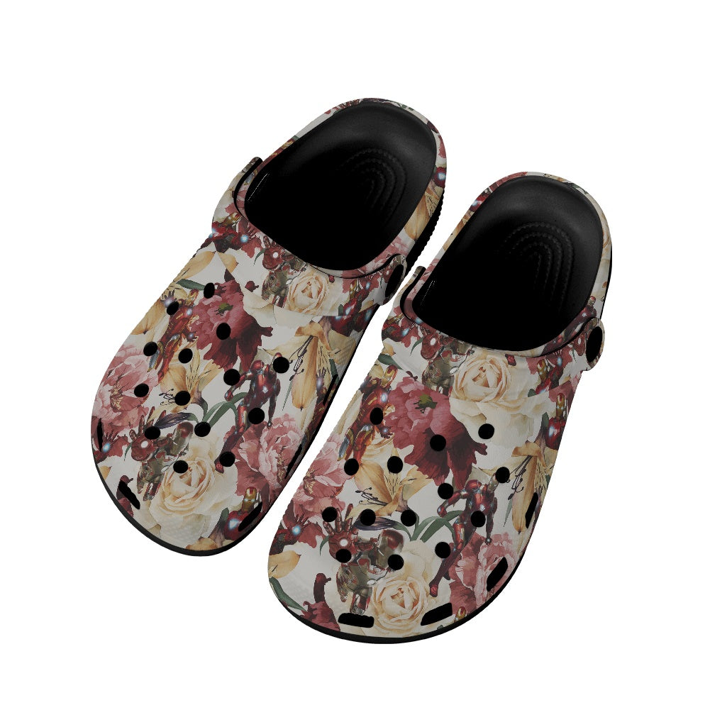 Floral Iron Crocs Black Sole