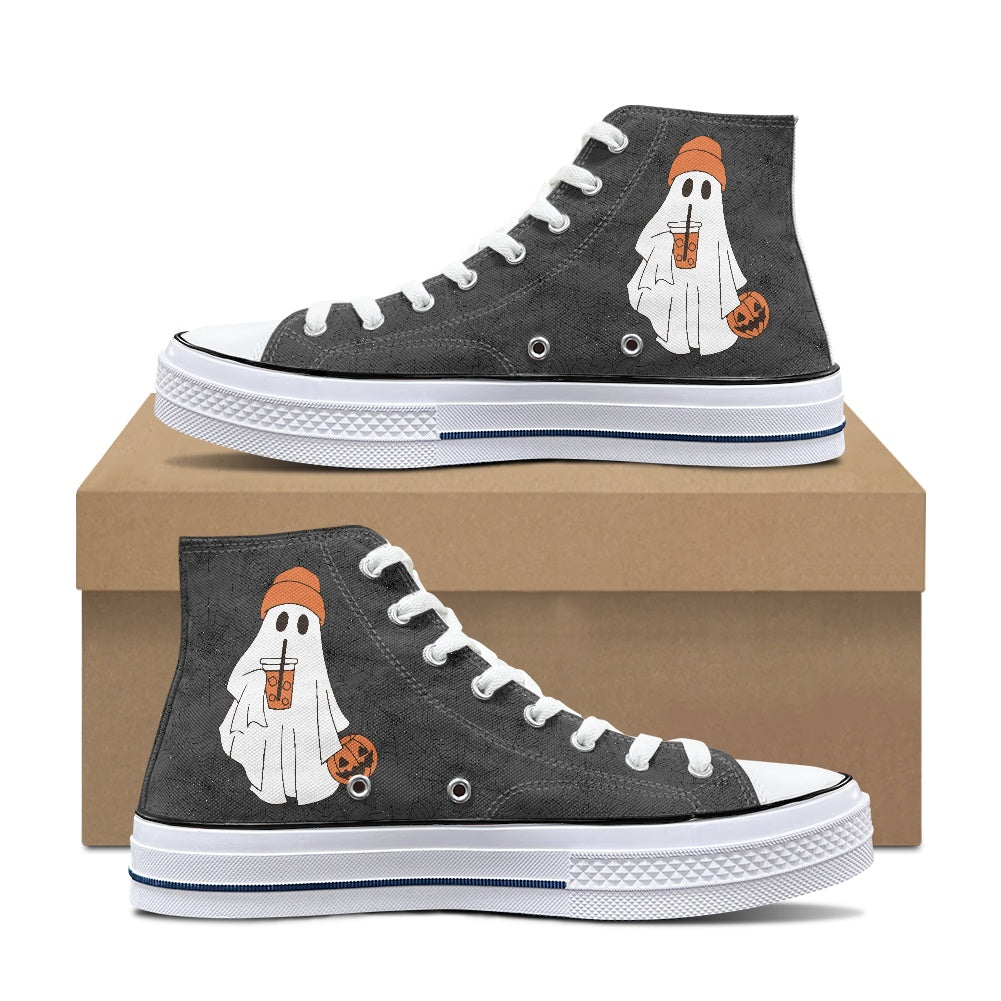 Spooky Coffee High Top Canvas Shoes