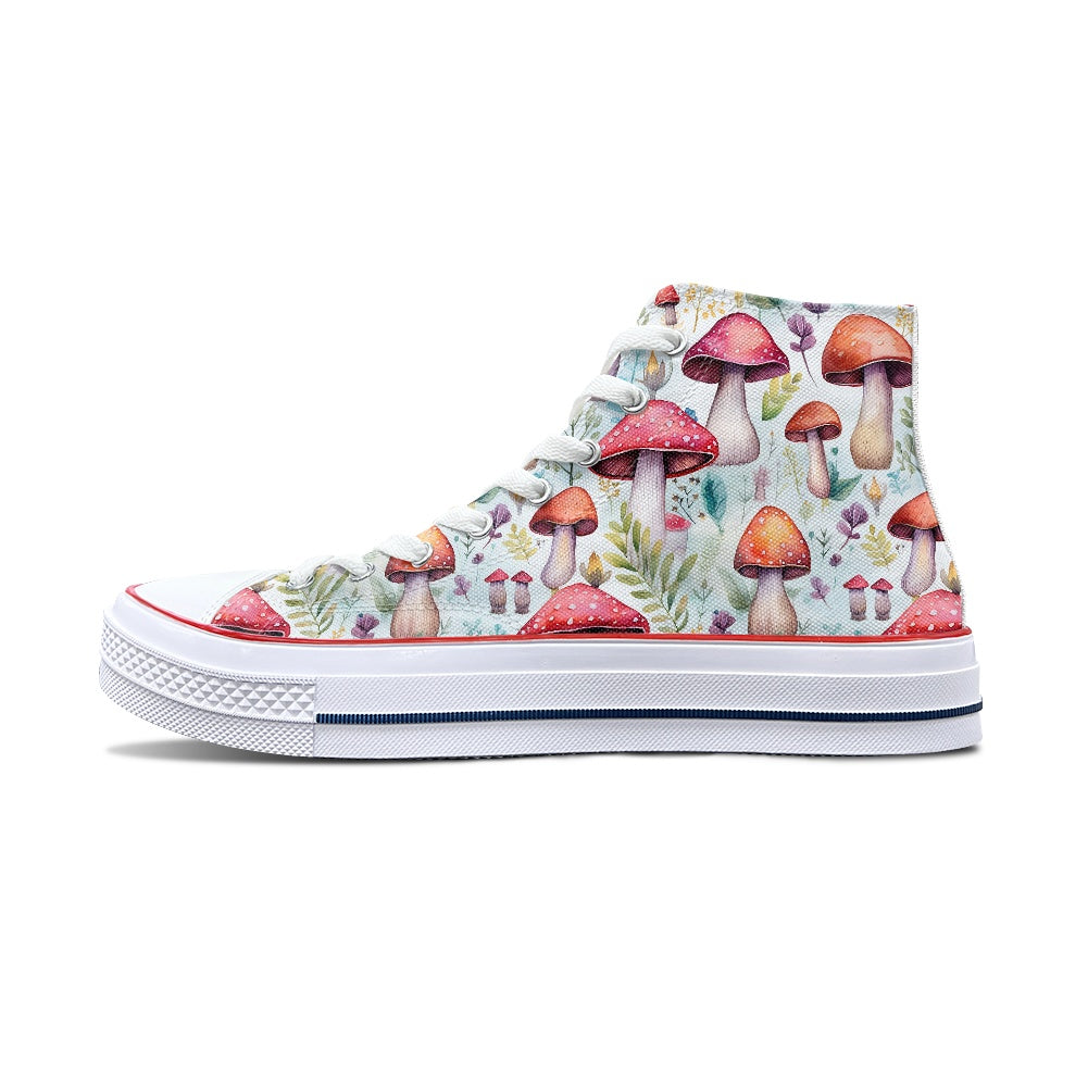 Red Mushrooms High Top Canvas Shoes