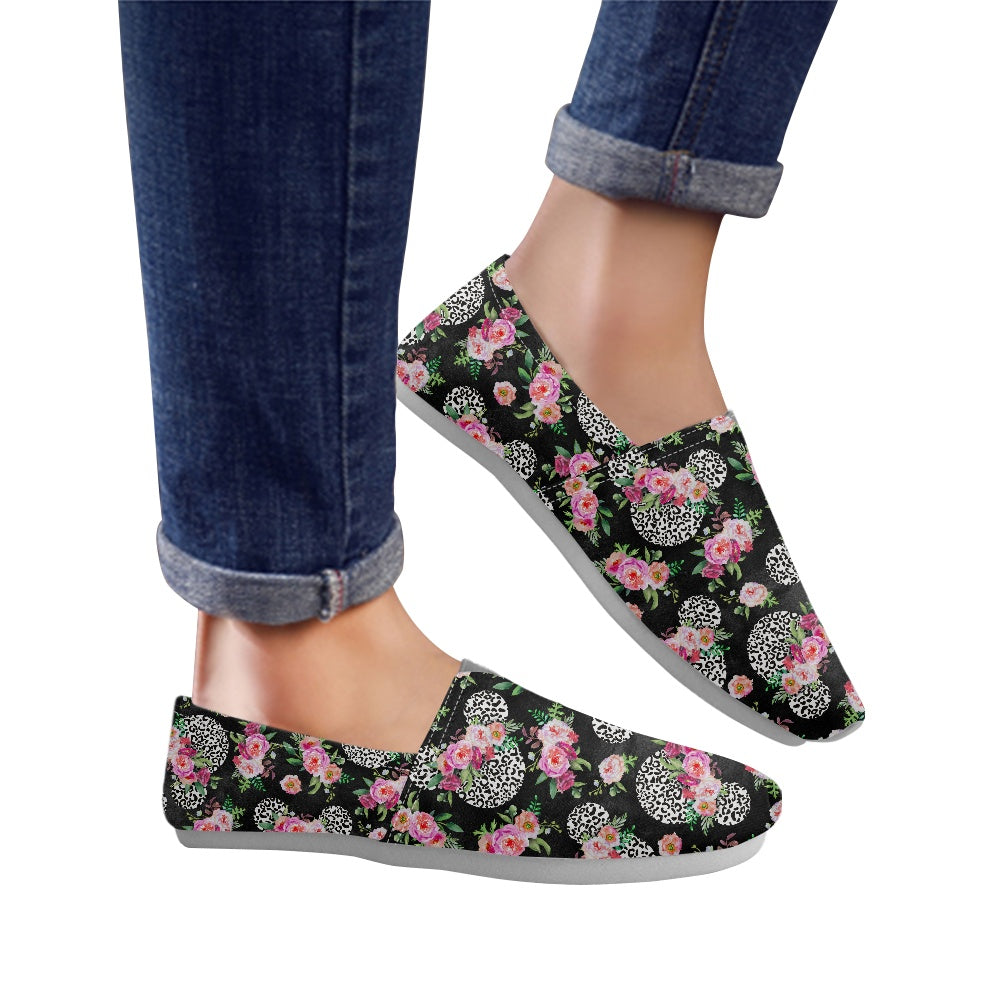 Floral Cheetah Black Slip On Toms