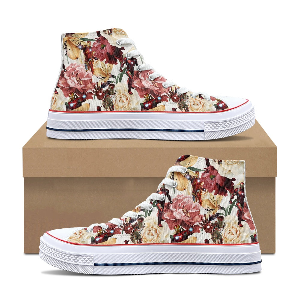 Floral Iron High Top Canvas Shoes