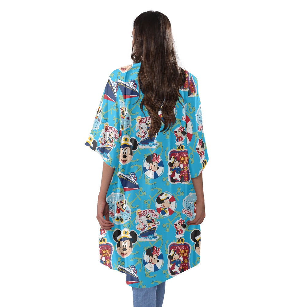 Cruise Mouse Women's Half Sleeve Kimono Cardigan