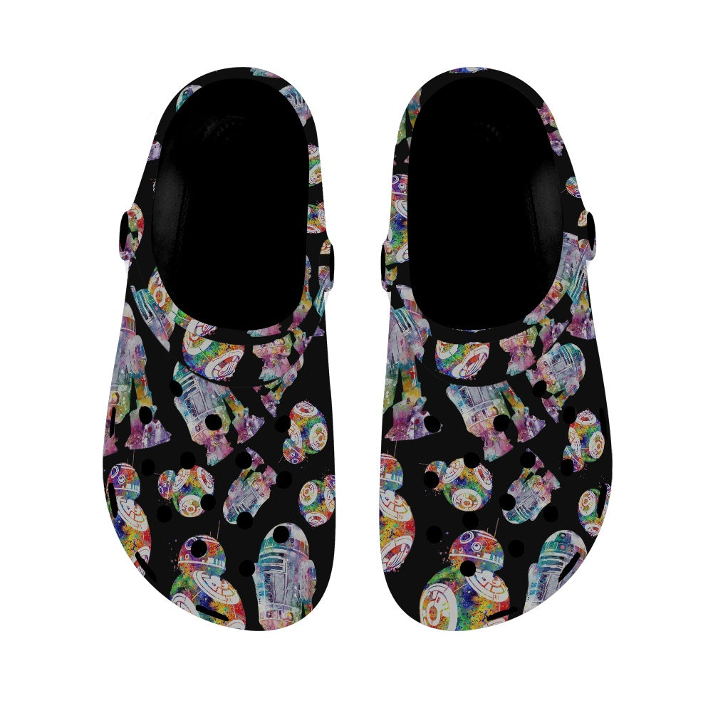 Rainbow Droids Adult Crocs Black Sole