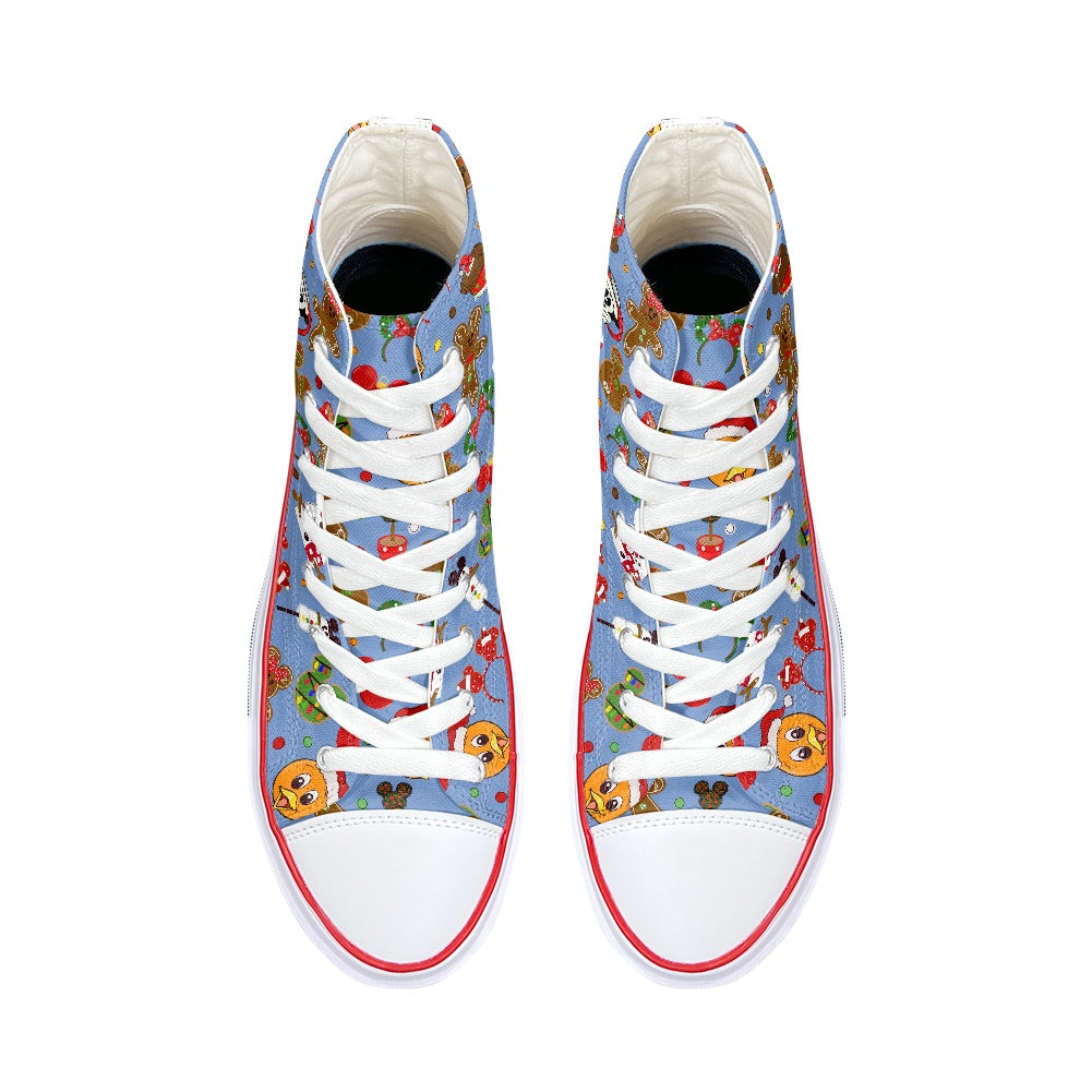 Christmas Sketch High Top Canvas Shoes