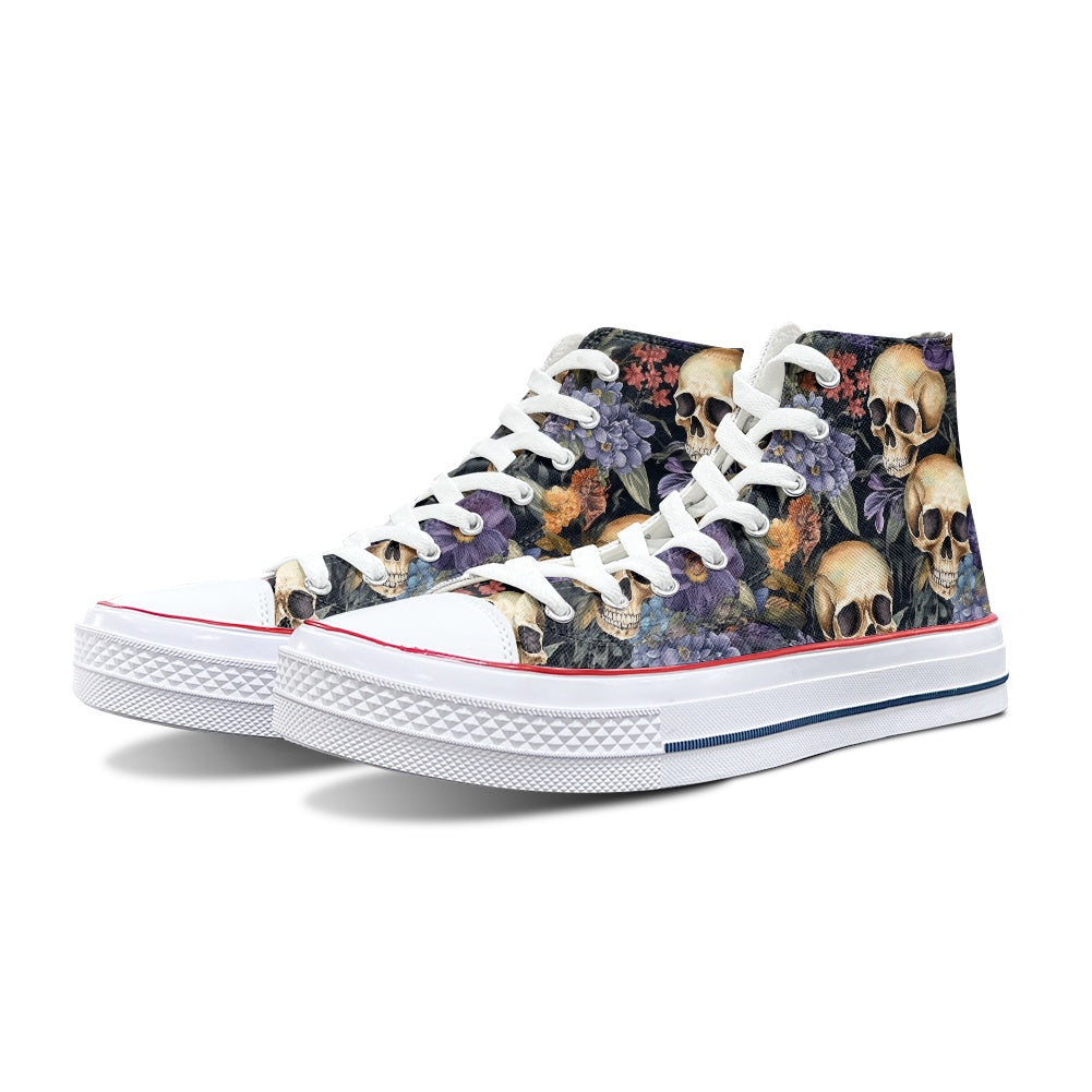 Floral Skulls High Top Canvas Shoes