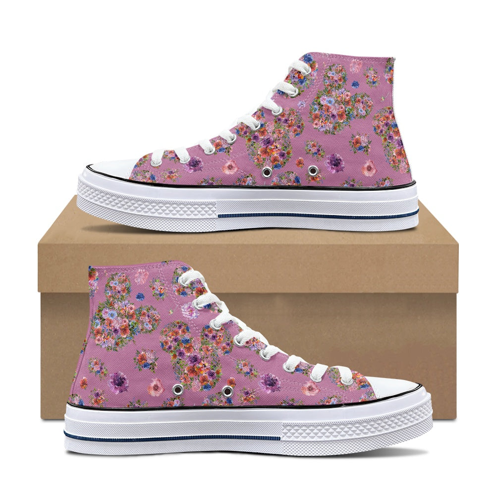 Floral Mouse High Top Canvas Shoes
