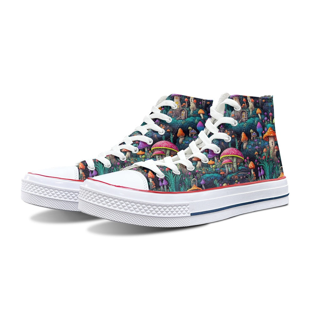 Neon Mushrooms High Top Canvas Shoes