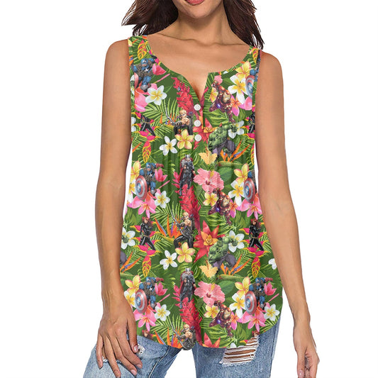 Tropical Heroes Women's Sleeveless V-Neck Top