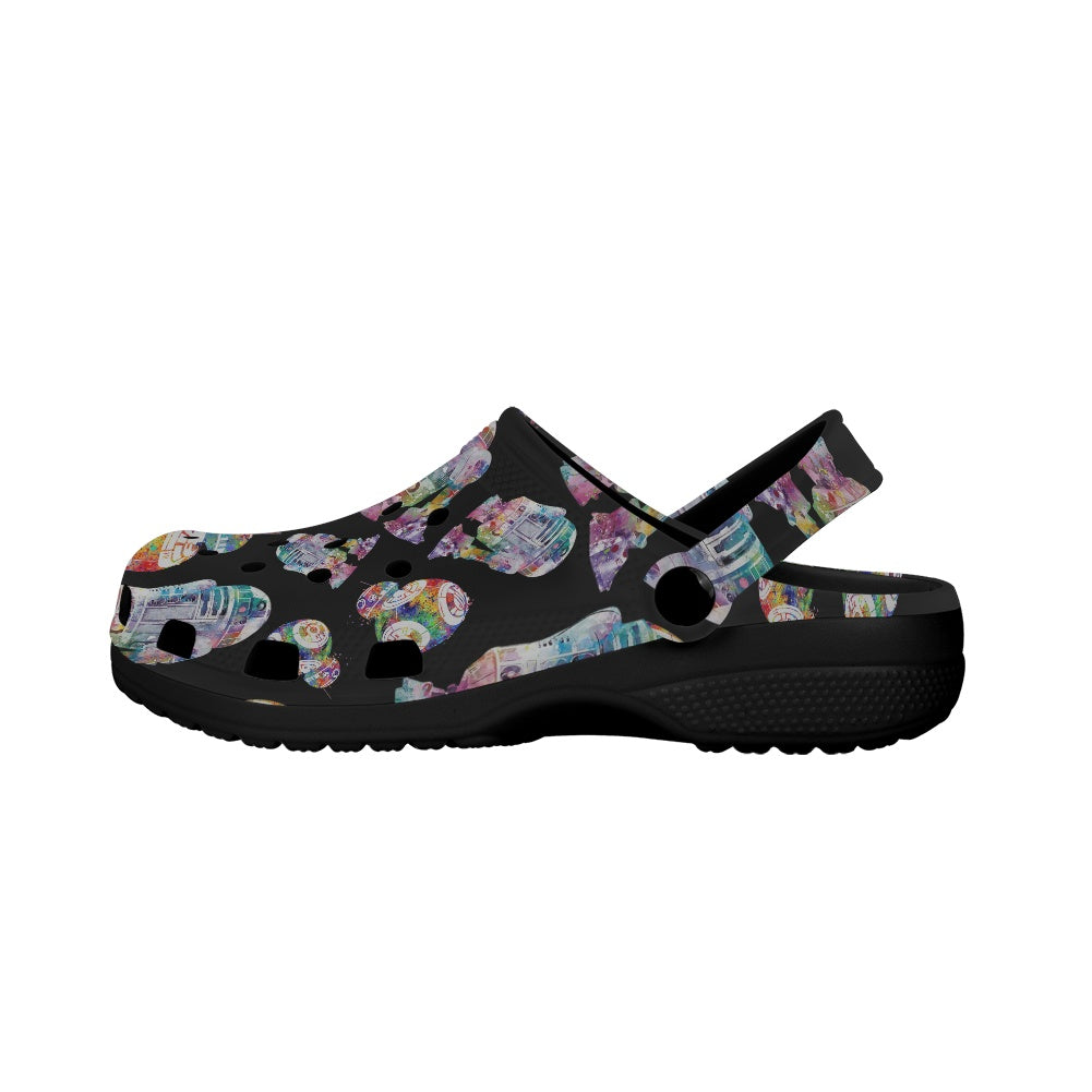 Rainbow Droids Adult Crocs Black Sole