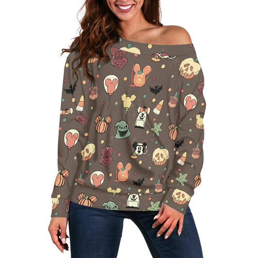 Boho Halloween Brown Women's one-shoulder top