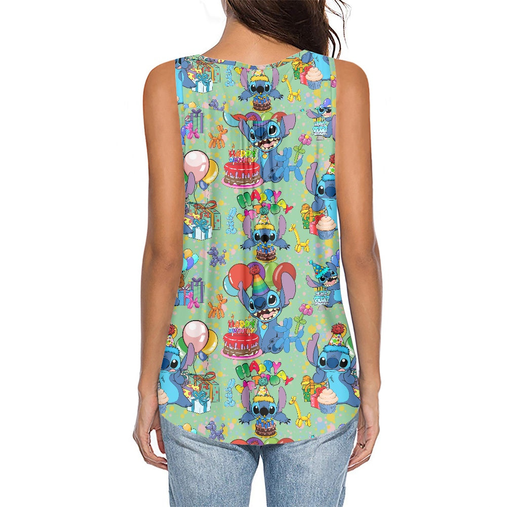 Birthday Alien Women's Sleeveless V-Neck Top