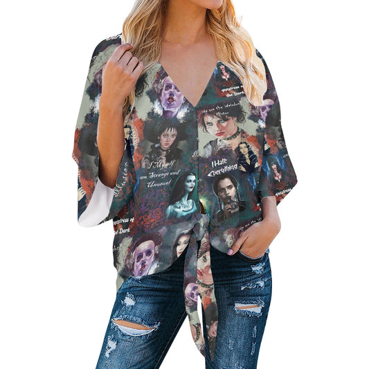 Spooky Babes Women‘s’ V-neck Streamers Blouse