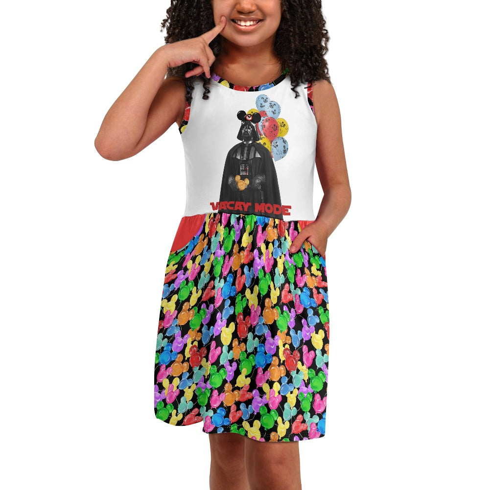 Mouse Balloons- Darth- Girl's dress with pockets