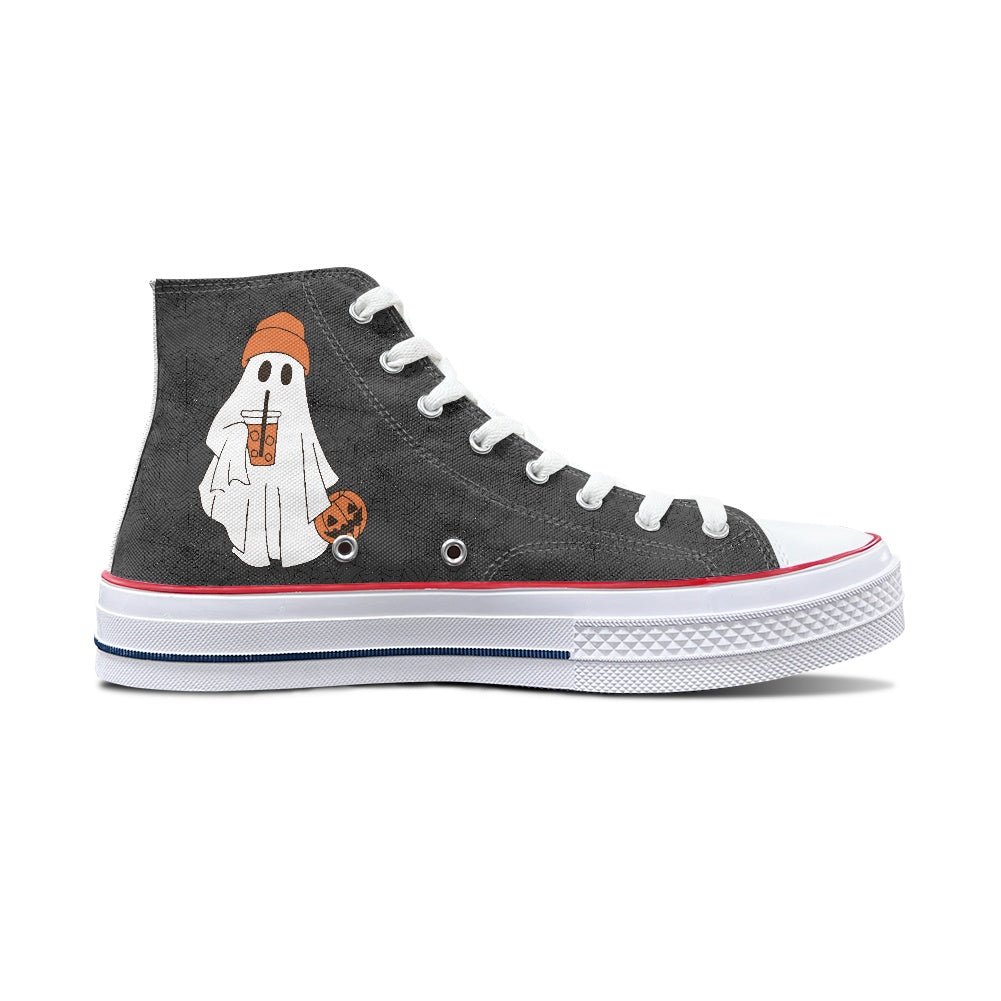 Spooky Coffee High Top Canvas Shoes