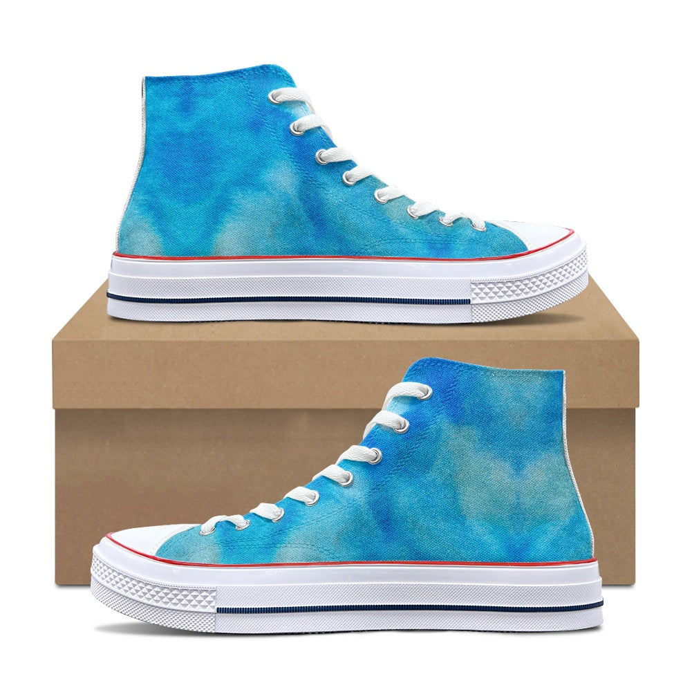 Blue Tie Dye iHigh Top Canvas Shoes