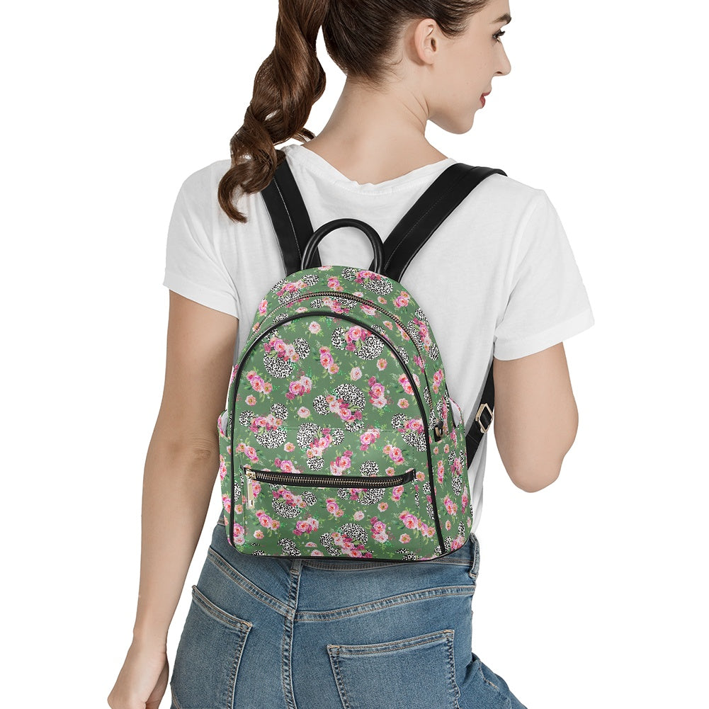 Floral Cheetah Green Casual Backpack for women