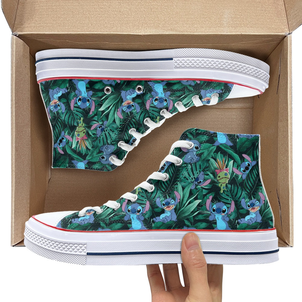 Tropical Alien High Top Canvas Shoes