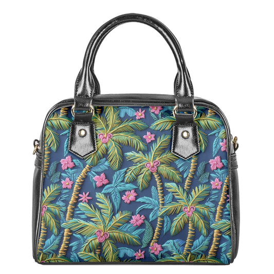 Embroidered Palms Bowler Bag