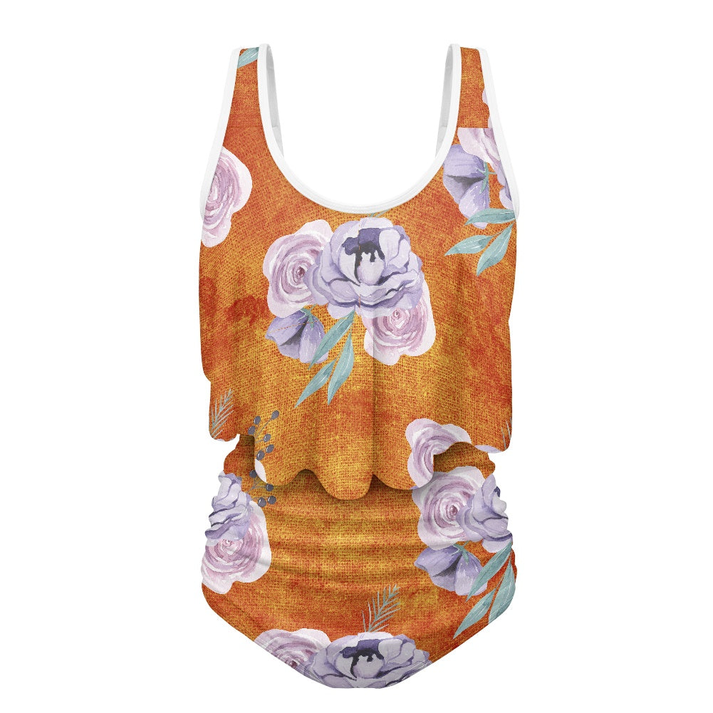 Orange and Purple Floral  Bikini swimsuit