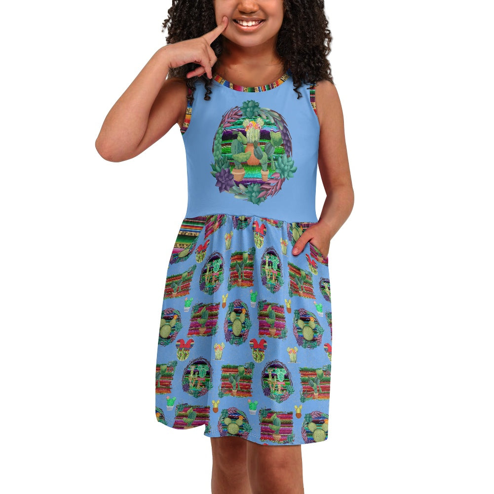 Mouse Cactus Girl's dress with pockets