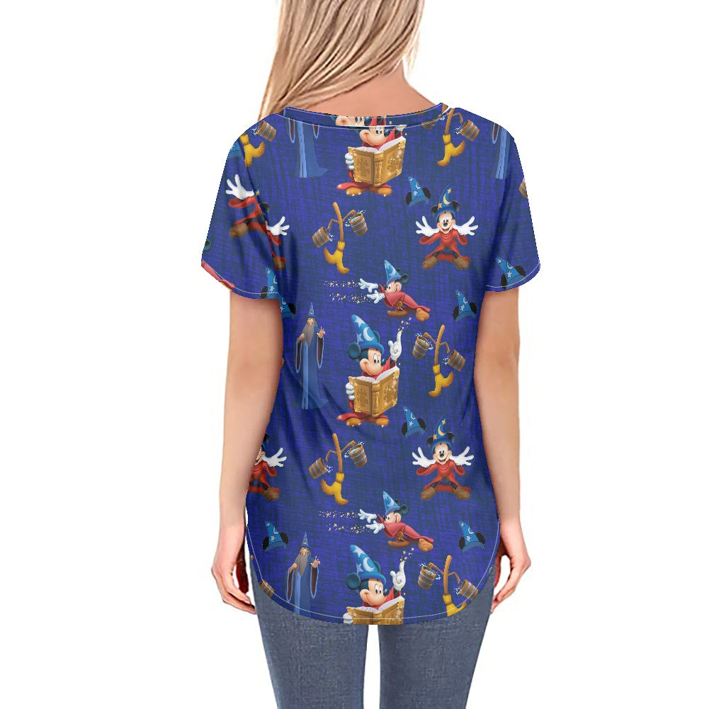 Mouse Sorcerer Women's V-neck Top