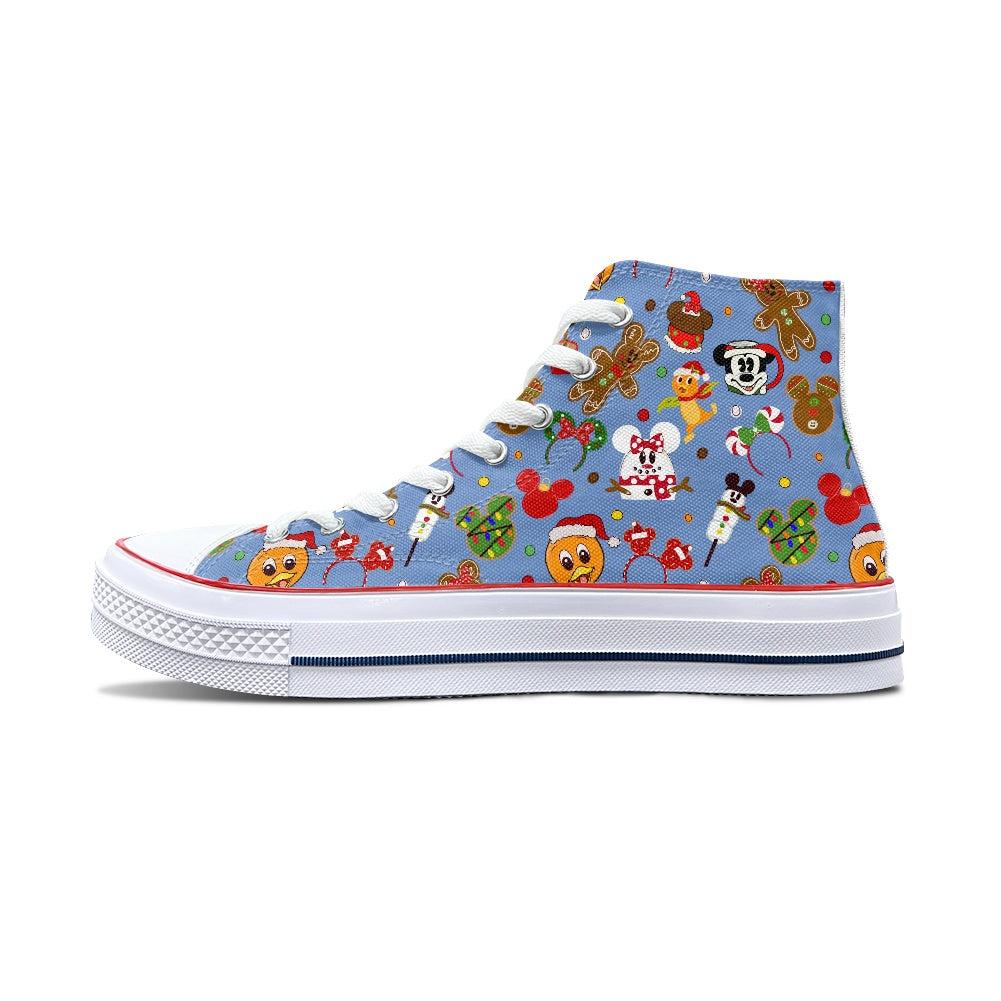 Christmas Sketch High Top Canvas Shoes