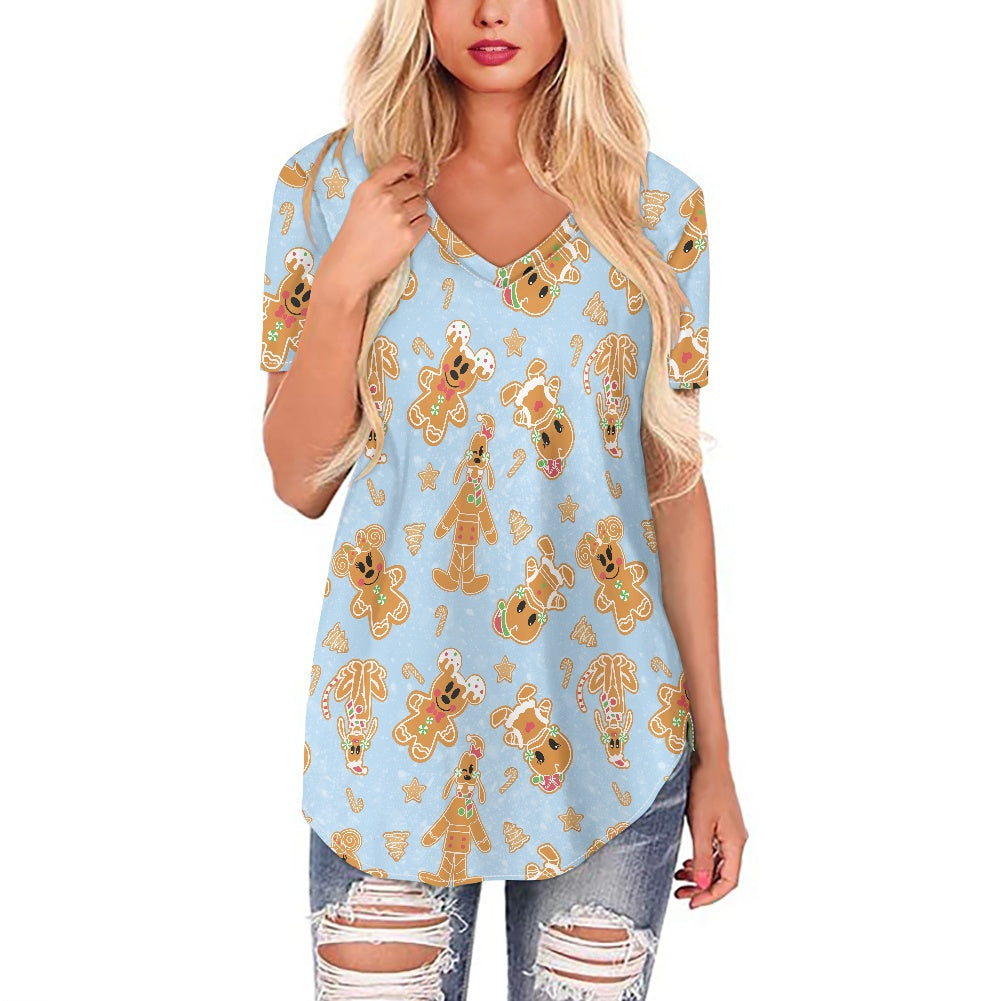 Gingerbread Cookie Pals Women's V-neck Top