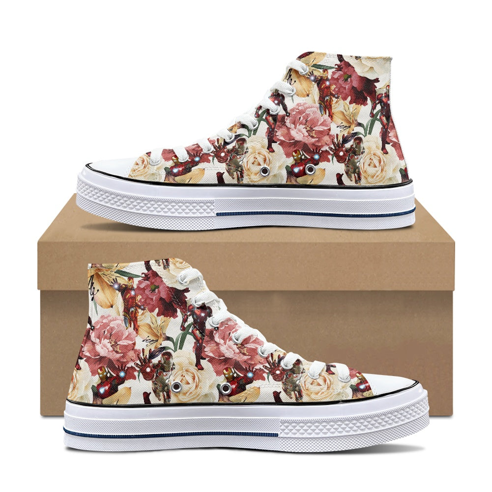 Floral Iron High Top Canvas Shoes