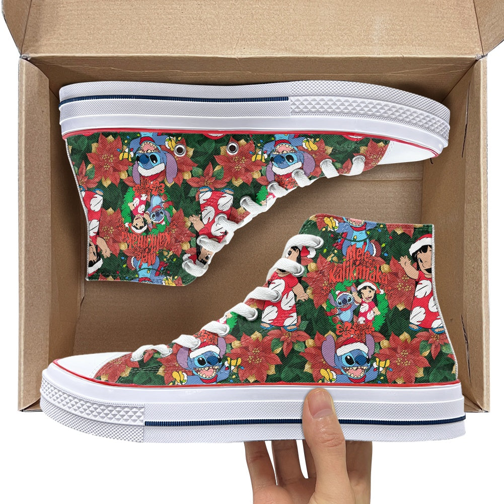 Hawaiian Christmas High Top Canvas Shoes