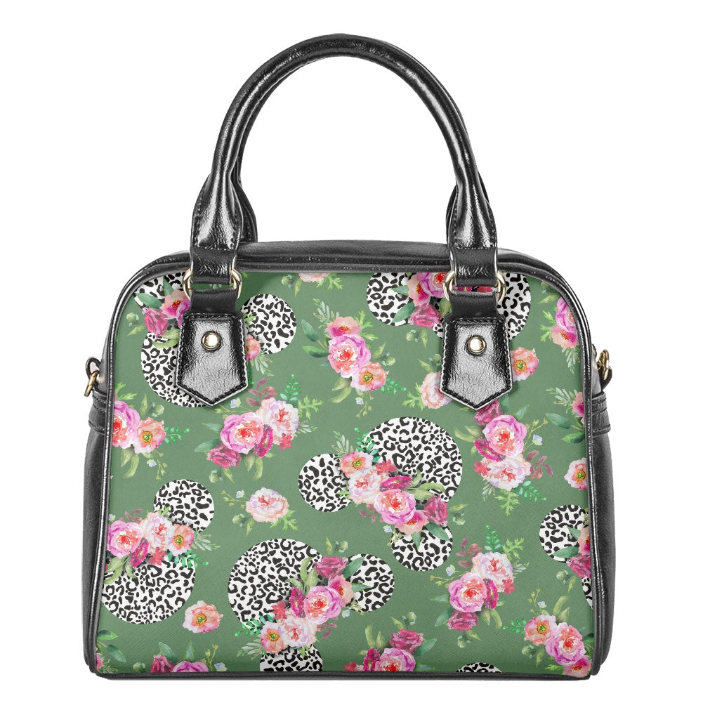 Floral Cheetah Green Bowler Bag