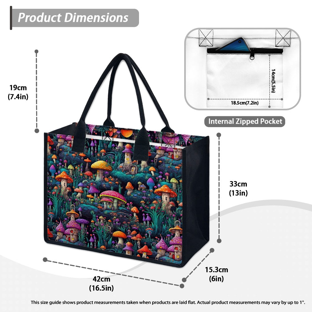 Neon Mushroom Tote bag(Double-sided Print )