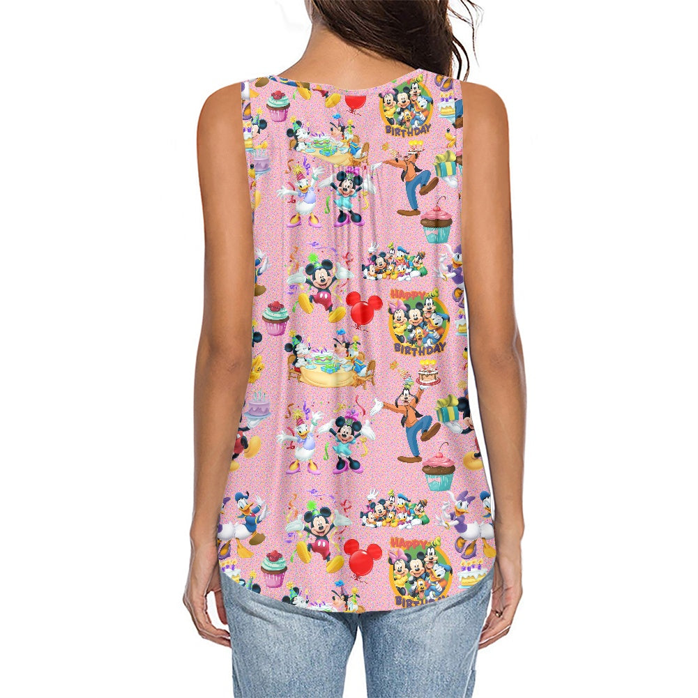 Birthday Pals Women's Sleeveless V-Neck Top